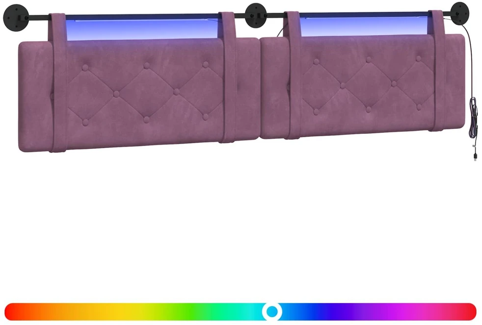 Pakabinamas lovos galvūgalis Su LED šviesa Violetinė Aksomas
