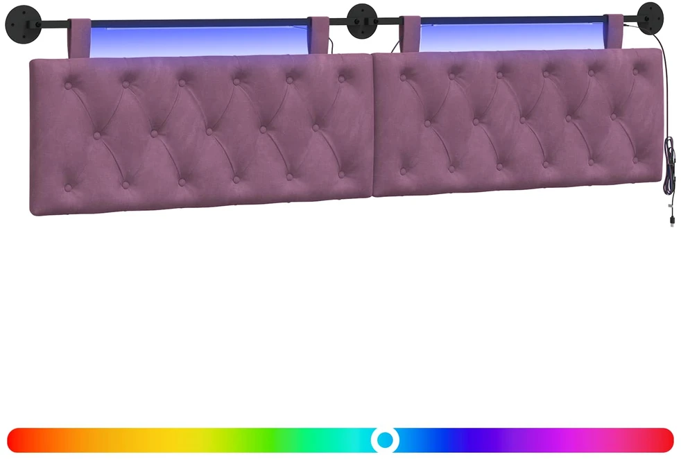 Pakabinamas lovos galvūgalis Su LED šviesa Violetinė Aksomas