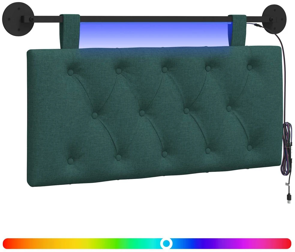Pakabinamas lovos galvūgalis Su LED šviesa Tamsiai žalia
