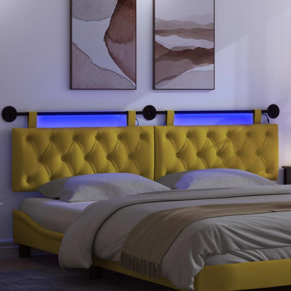 Pakabinamas lovos galvūgalis Su LED šviesa Geltona Aksomas