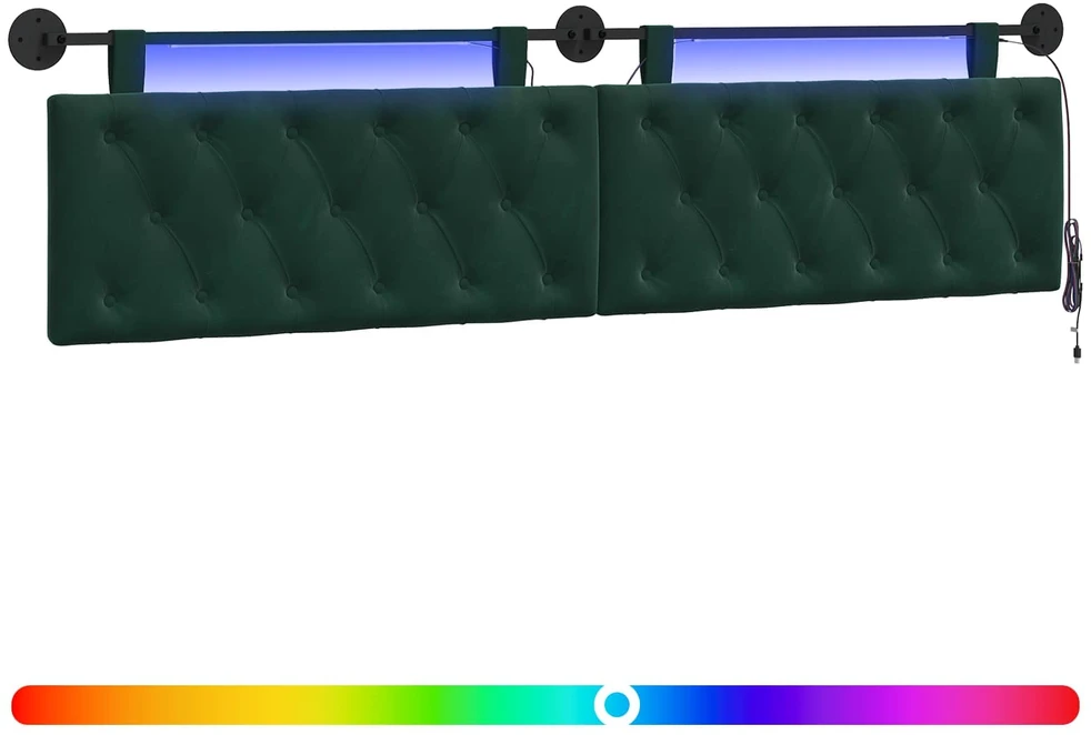 Pakabinamas lovos galvūgalis Su LED šviesa Tamsiai žalia