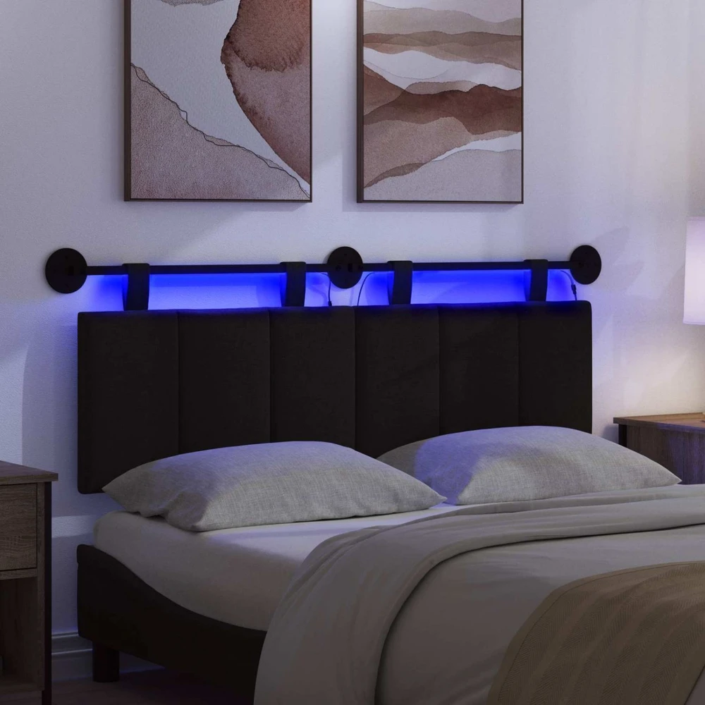 Pakabinamas lovos galvūgalis Su LED šviesa Juoda Audinys