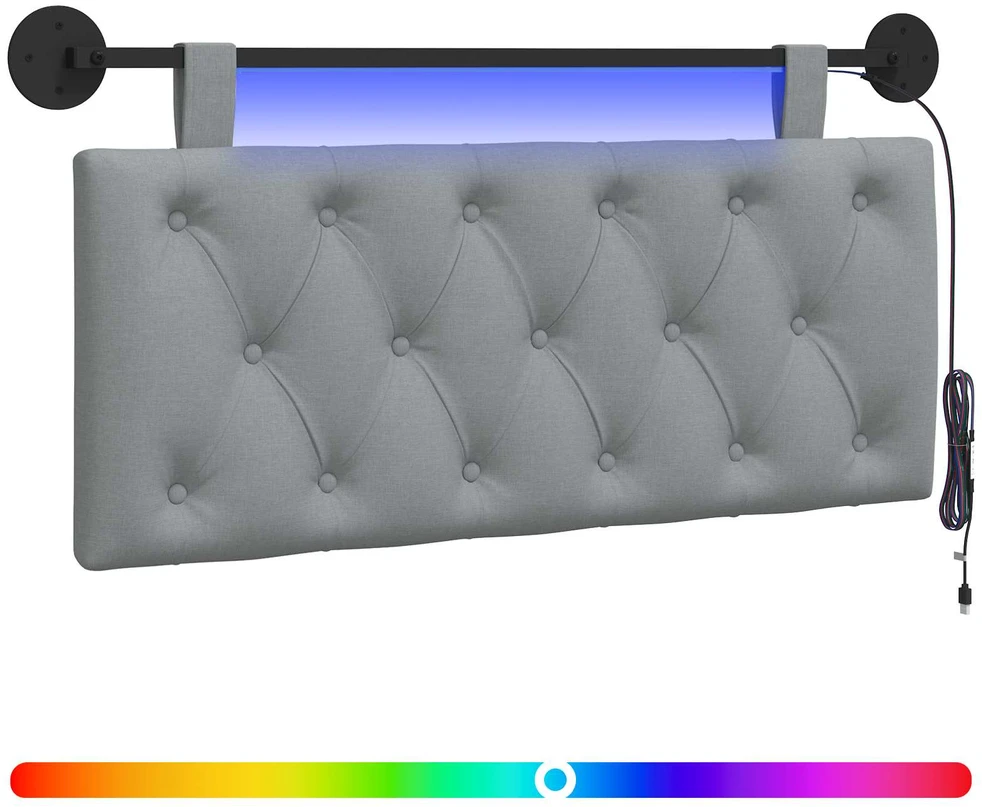 Pakabinamas lovos galvūgalis Šviesiai pilka Audinys