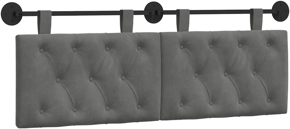 Pakabinamas lovos galvūgalis Tamsiai pilka Aksomas