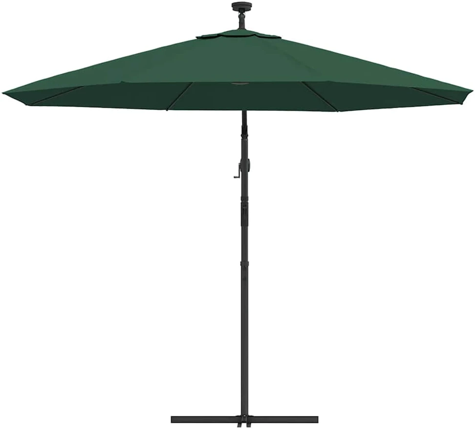 Pakabinamas skėtis su LED, žalias, 300cm, metalinis kotas