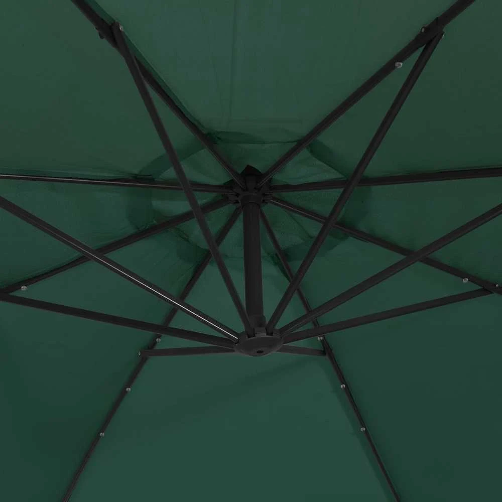 Pakabinamas skėtis su LED, žalias, 300cm, metalinis kotas