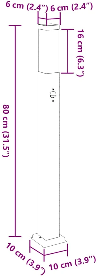 Pakabinamas šviestuvas Apsauginis stulpelis su jutikliu, 80 cm, nerūdijantis plienas, IP44