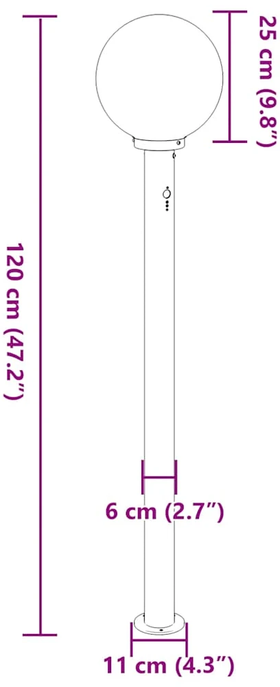Pakabinamas šviestuvas Apsauginis stulpelis su jutikliu, 120 cm, nerūdijantis plienas, IP44