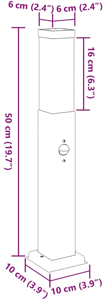 Pakabinamas šviestuvas Apsauginis stulpelis su jutikliu, 50 cm, juodas, IP44
