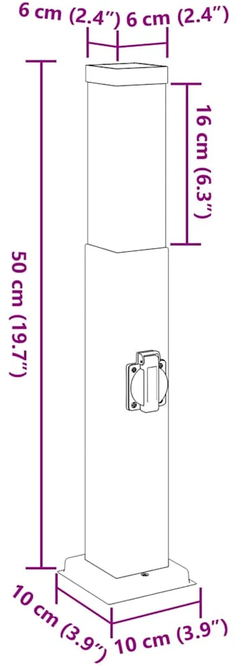 Pakabinamas šviestuvas Apsauginis šviestuvas su lizdu, 50 cm, nerūdijantis plienas, IP44