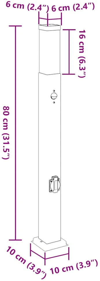 Pakabinamas šviestuvas Apsauginis šviestuvas su jutikliu ir lizdu, 80 cm, nerūdijantis plienas, IP44
