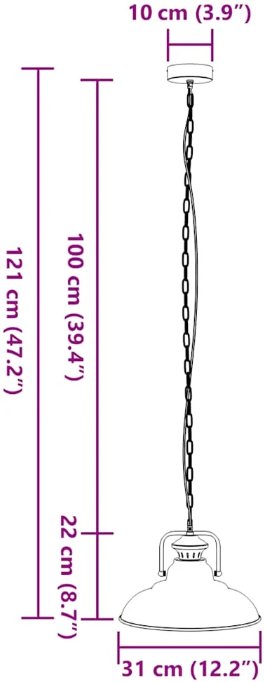 Pakabinamas šviestuvas, E27, juodas, Ø 31 cm, geležinis
