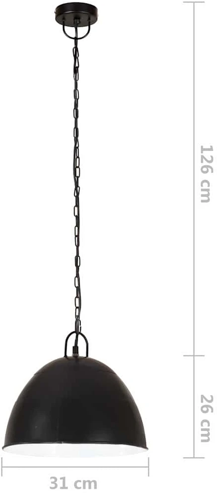 Pakabinamas šviestuvas, juodas, 31cm, 25W, apskritas, E27
