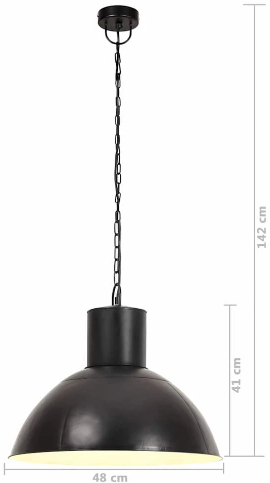 Pakabinamas šviestuvas, juodas, 48cm, 25W, apskritas, E27