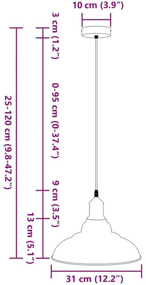 Pakabinamas šviestuvas Pakabinamas lempos, aukštis reguliuojamas, E27, Ø 31cm, metalas