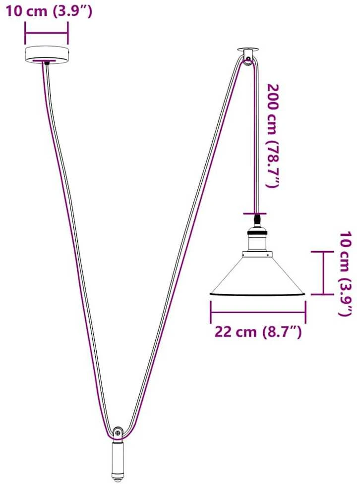 Pakabinamas šviestuvas Pakabinamas lempos, aukštis reguliuojamas, E27, Ø 22cm, metalas