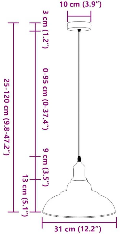 Pakabinamas šviestuvas Pakabinamas lempos, aukštis reguliuojamas, E27, Ø 31cm, metalas