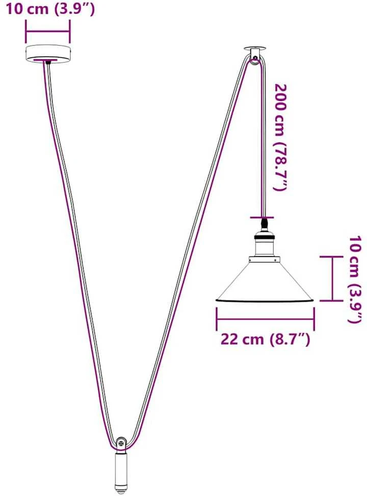 Pakabinamas šviestuvas Pakabinamas lempos, aukštis reguliuojamas, E27, Ø 22cm, metalas
