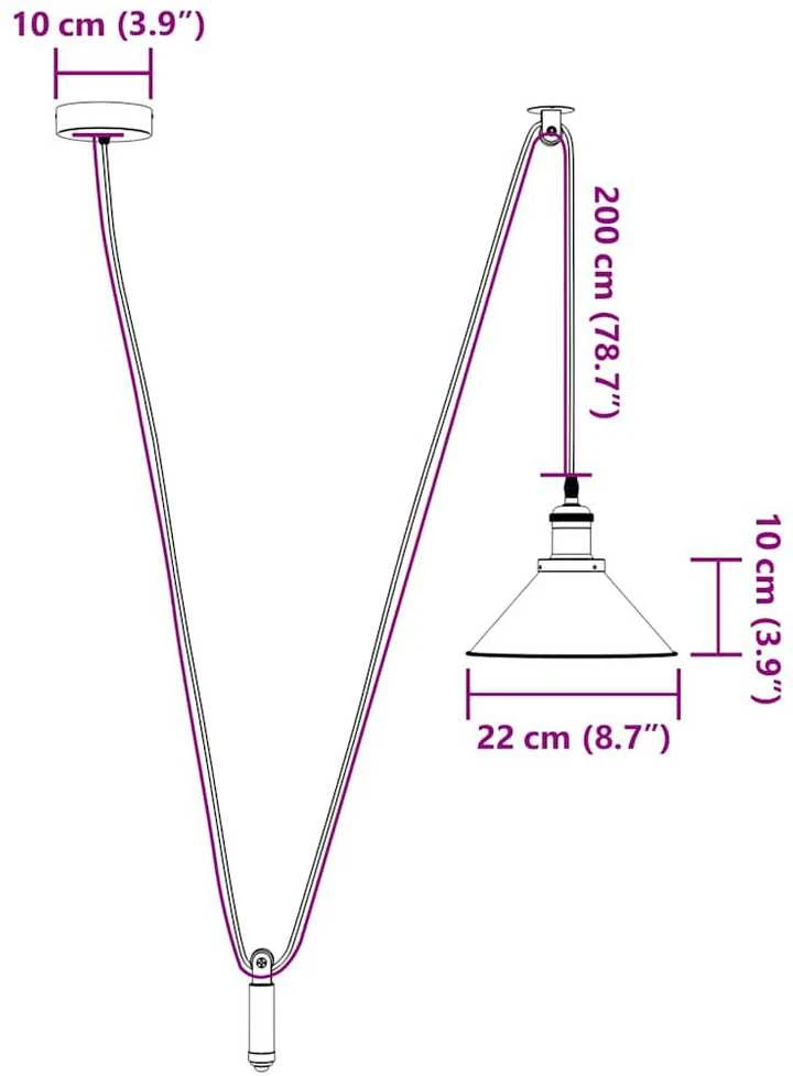 Pakabinamas šviestuvas Pakabinamas lempos, aukštis reguliuojamas, E27, Ø 22cm, metalas