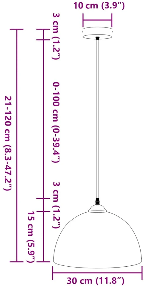 Pakabinamas šviestuvas Pakabinami šviestuvai, 2 vnt., reguliuojamo aukščio, E27, juodi, Ø 30 cm, metaliniai