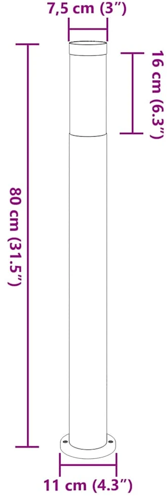 Pakabinamas šviestuvas Šviestuvai stulpeliams, 3 vnt., 80 cm, nerūdijantis plienas, IP44