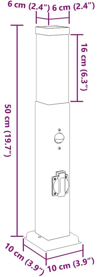 Pakabinamas šviestuvas Šviestuvai su jutikliu ir lizdu, 3 vnt., 50 cm, nerūdijantis plienas, IP44