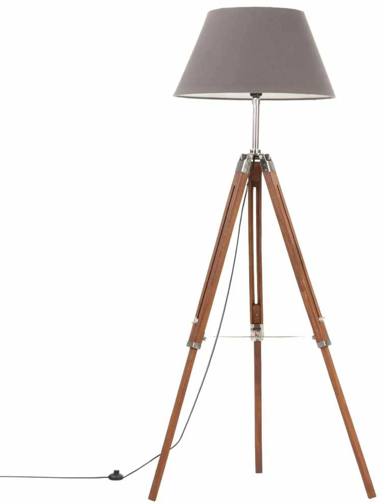 Pakabinamas šviestuvas Trikojis šviestuvas, rudas ir pilkas, 141cm, tikmedžio masyvas