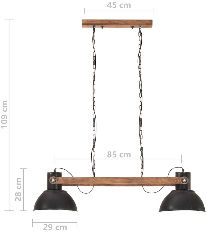 Pakabinamas šviestuvas, visiškai juodas, 109cm, 25W, E27