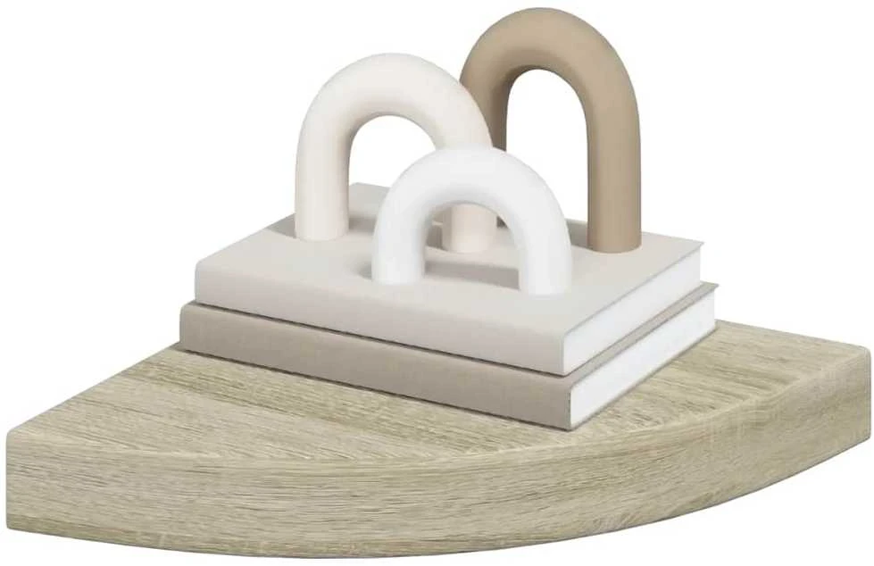 Pakabinamos kampinės lentynos, 2vnt., ąžuolo, 25x25x3,8cm, MDF