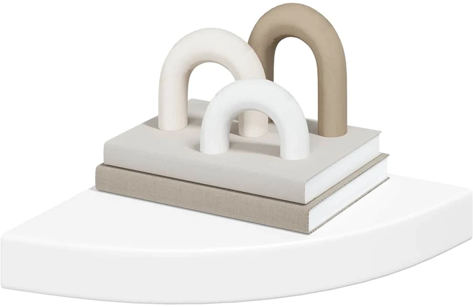 Pakabinamos kampinės lentynos, 2vnt., baltos, 25x25x3,8cm, MDF
