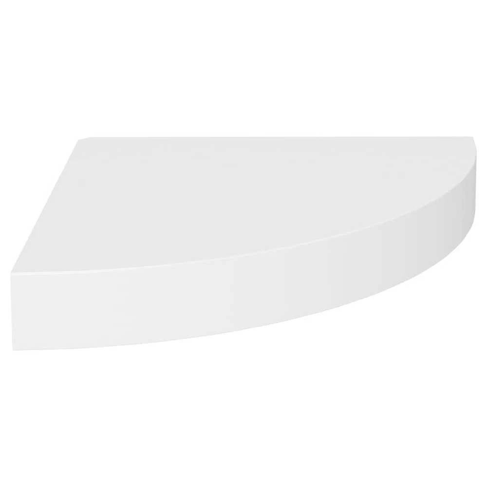 Pakabinamos kampinės lentynos, 4vnt., baltos, 25x25x3,8cm, MDF