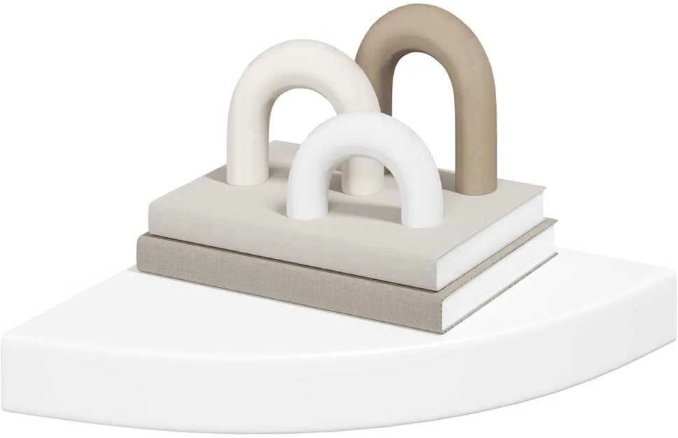 Pakabinamos kampinės lentynos, 4vnt., baltos, 25x25x3,8cm, MDF