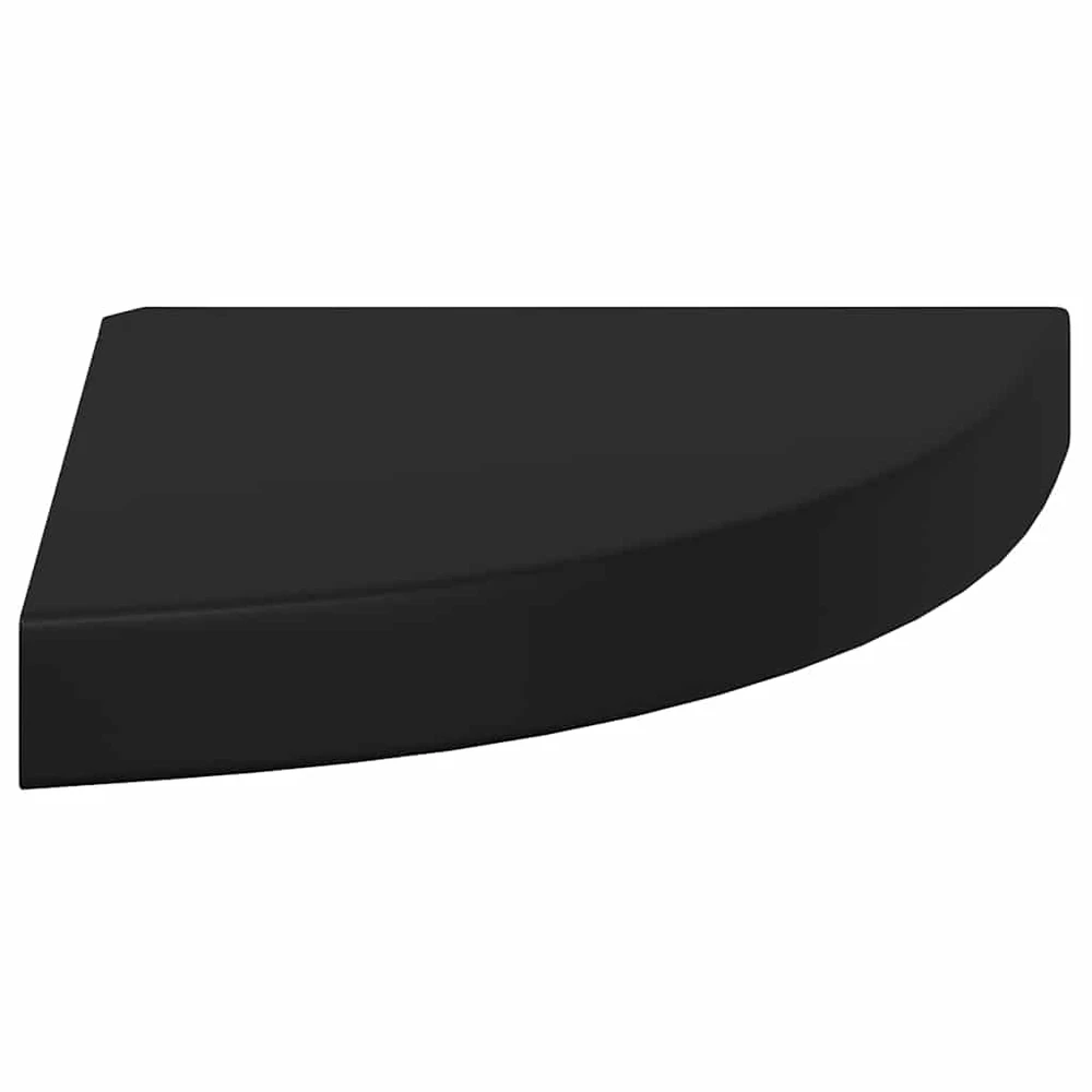 Pakabinamos kampinės lentynos, 4vnt., juodos, 25x25x3,8cm, MDF