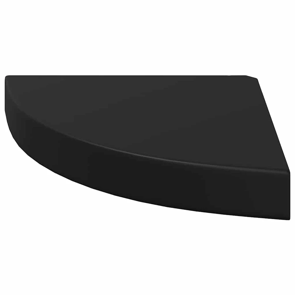 Pakabinamos kampinės lentynos, 4vnt., juodos, 25x25x3,8cm, MDF