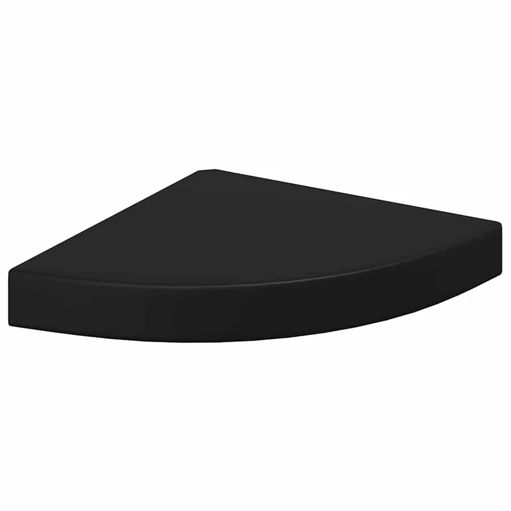 Pakabinamos kampinės lentynos, 4vnt., juodos, 25x25x3,8cm, MDF