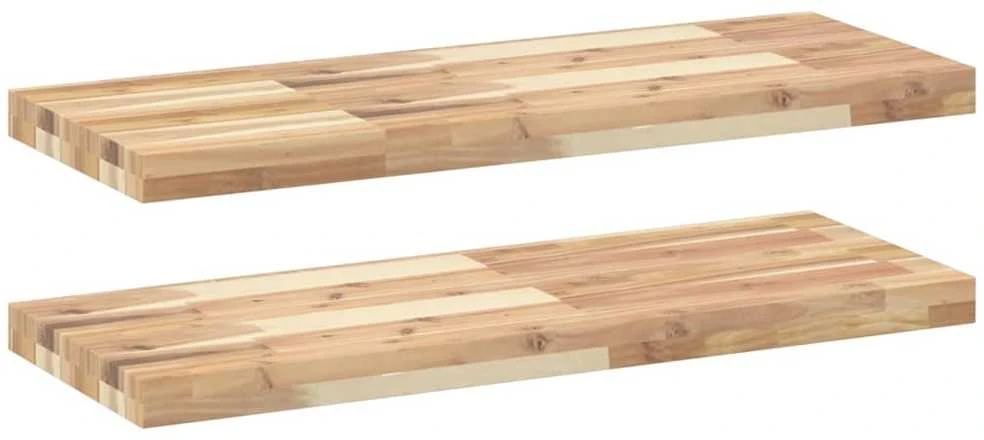 Pakabinamos lentynos, 2vnt., 100x30x4cm, neapdorota akacija