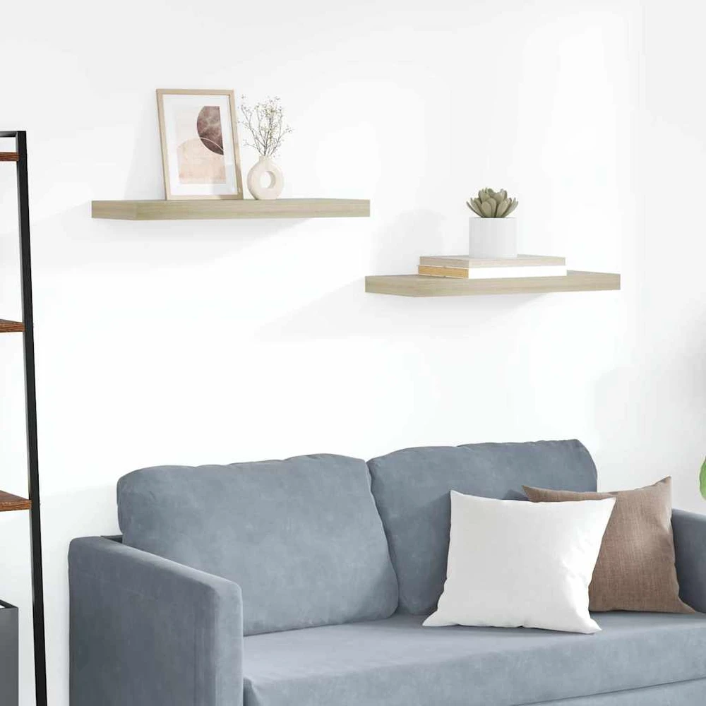 Pakabinamos lentynos, 2vnt., ąžuolo, 60x23,5x3,8cm, MDF