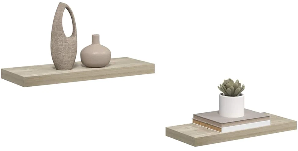 Pakabinamos lentynos, 2vnt., ąžuolo, 60x23,5x3,8cm, MDF