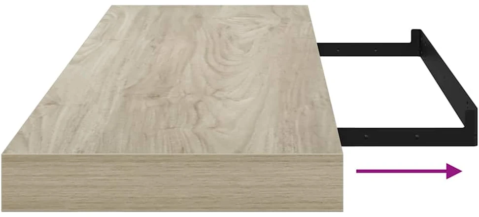 Pakabinamos lentynos, 2vnt., ąžuolo, 80x23,5x3,8cm, MDF