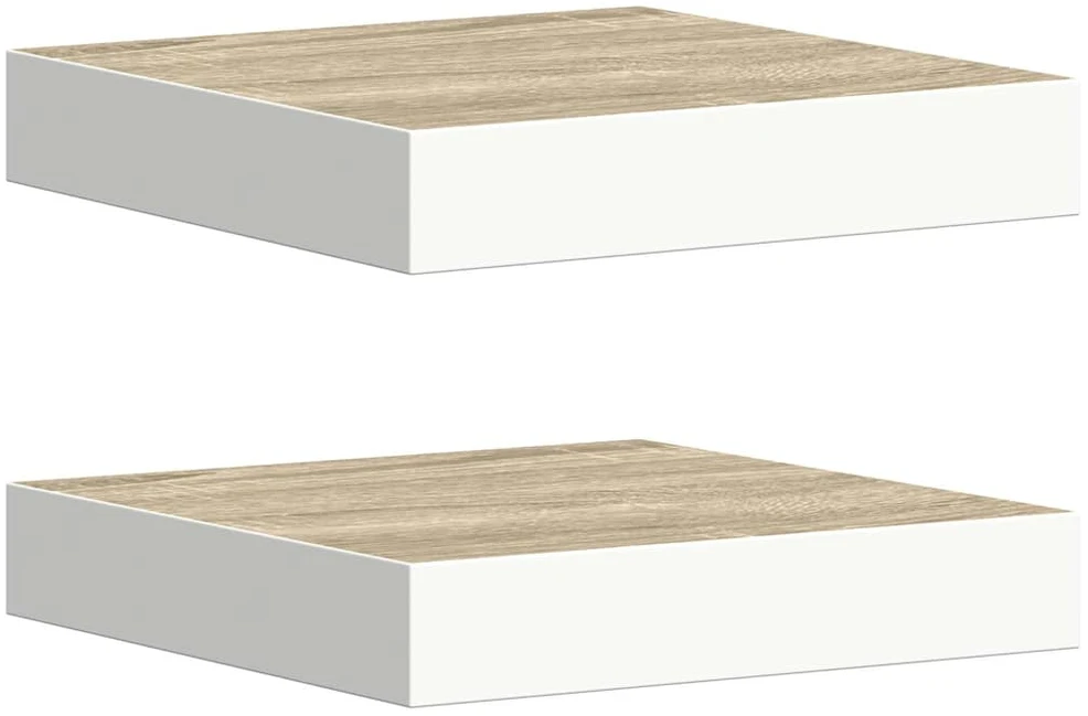 Pakabinamos lentynos, 2vnt., ąžuolo/baltos, 23x23,5x3,8cm, MDF
