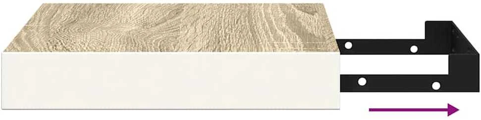Pakabinamos lentynos, 2vnt., ąžuolo/baltos, 23x23,5x3,8cm, MDF