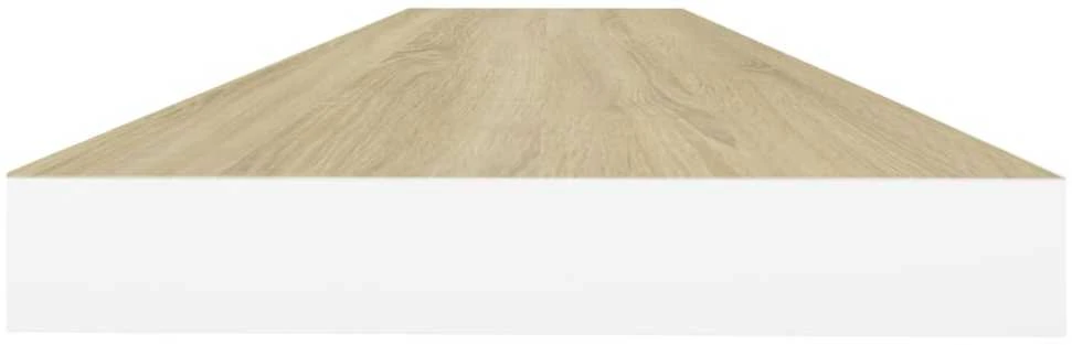 Pakabinamos lentynos, 2vnt., ąžuolo/baltos, 120x23,5x3,8cm, MDF