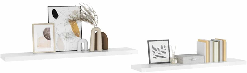 Pakabinamos lentynos, 2vnt., baltos, 120x23,5x3,8cm, MDF