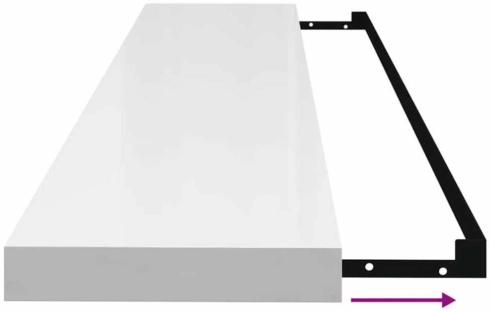 Pakabinamos lentynos, 2vnt., baltos, 120x23,5x3,8cm, MDF