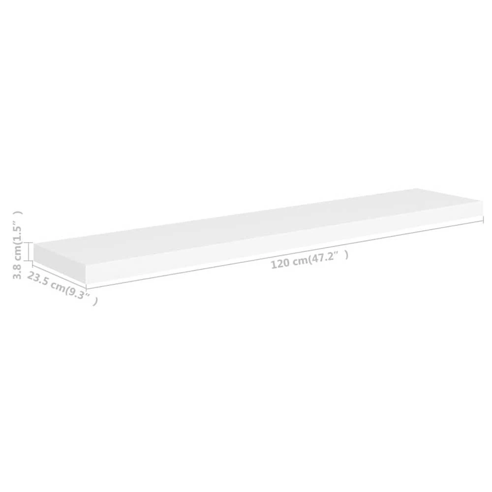 Pakabinamos lentynos, 2vnt., baltos, 120x23,5x3,8cm, MDF