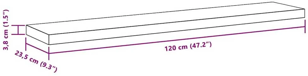 Pakabinamos lentynos, 2vnt., baltos, 120x23,5x3,8cm, MDF