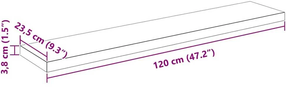 Pakabinamos lentynos, 2vnt., baltos, 120x23,5x3,8cm, MDF