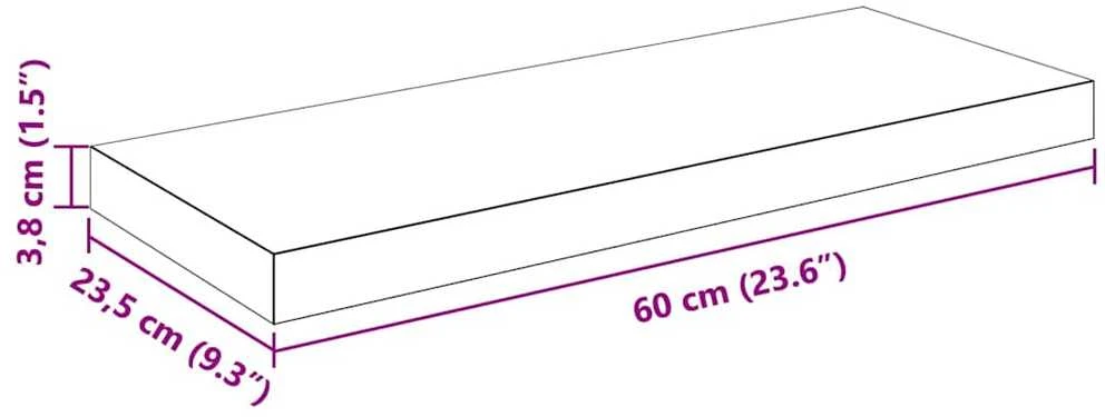 Pakabinamos lentynos, 2vnt., baltos, 60x23,5x3,8cm, MDF