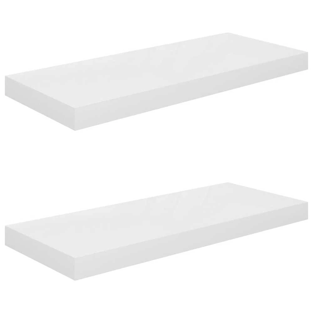 Pakabinamos lentynos, 2vnt., baltos, 60x23,5x3,8cm, MDF