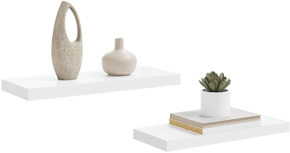Pakabinamos lentynos, 2vnt., baltos, 60x23,5x3,8cm, MDF